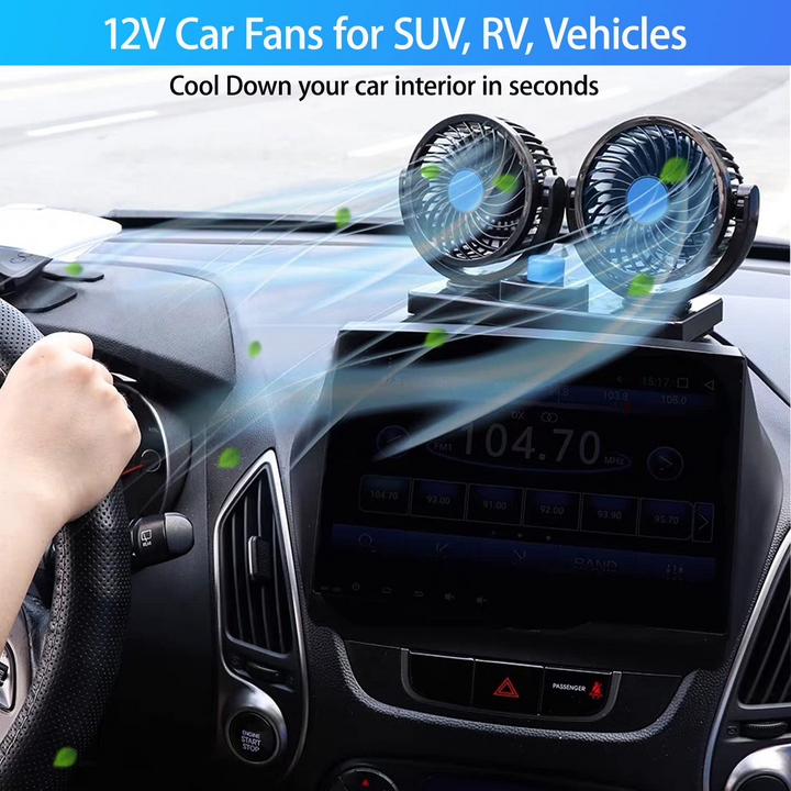 360° Rotatable Car Cooling Dual Fan - YOURONLY.SHOP