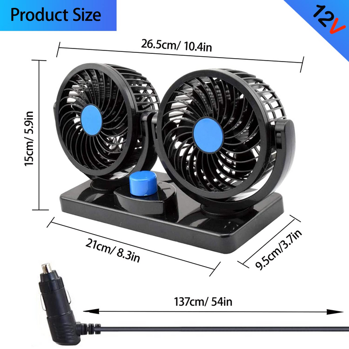 360° Rotatable Car Cooling Dual Fan - YOURONLY.SHOP