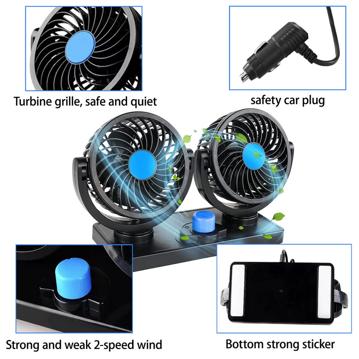 360° Rotatable Car Cooling Dual Fan - YOURONLY.SHOP