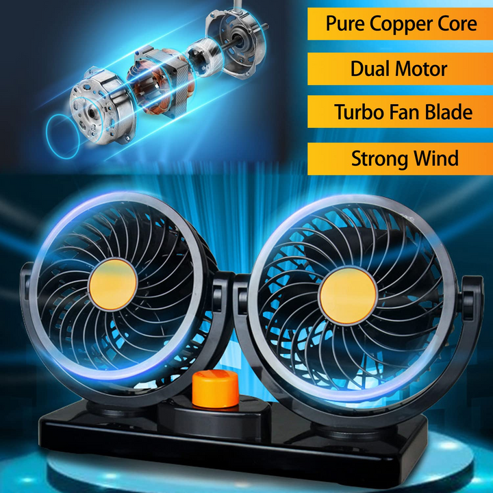 360° Rotatable Car Cooling Dual Fan - YOURONLY.SHOP