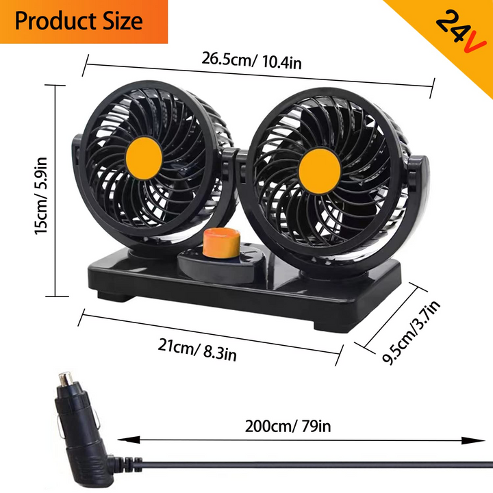 360° Rotatable Car Cooling Dual Fan - YOURONLY.SHOP